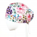 Czepek z gumką malowane kwiaty